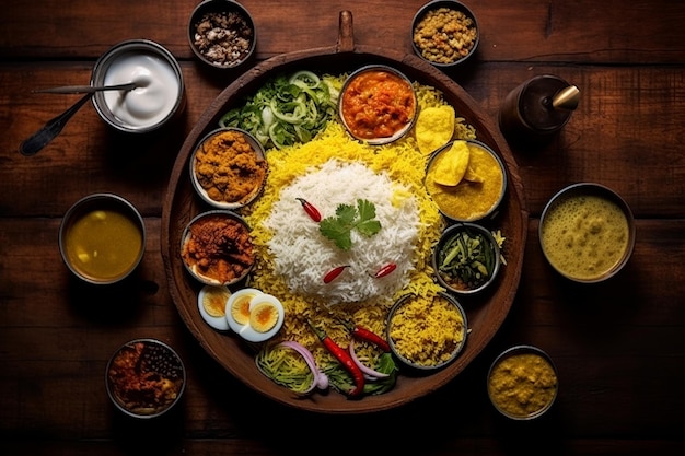 Autêntico Biryani Bliss Especiarias brilhantes e carnes tenras em Handi tradicional