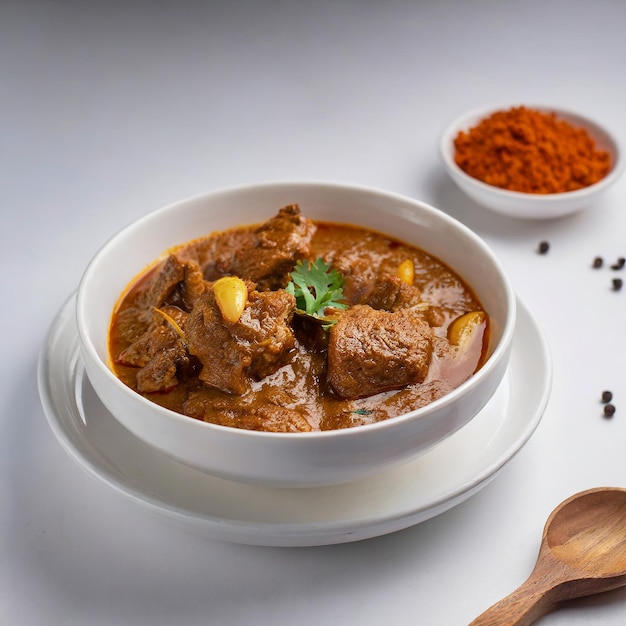 Auténtico curry indio Rogan Josh con especias ricas y carne tierna Auténtico Rogan Josh curry indios con especias riques y carne tiernas