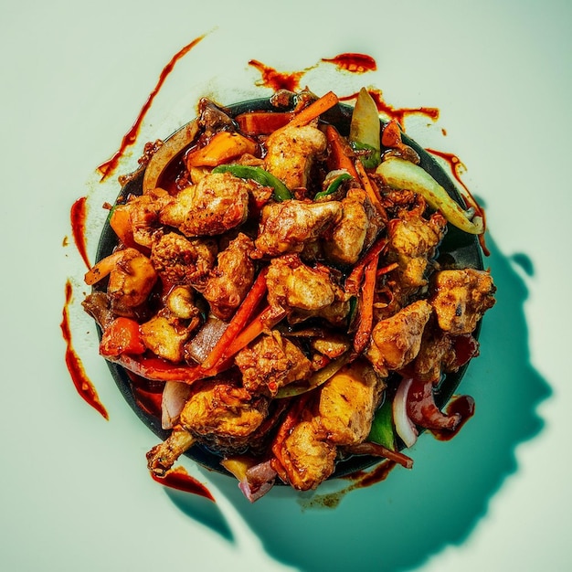 Autêntico frango picante ao estilo Hunan.