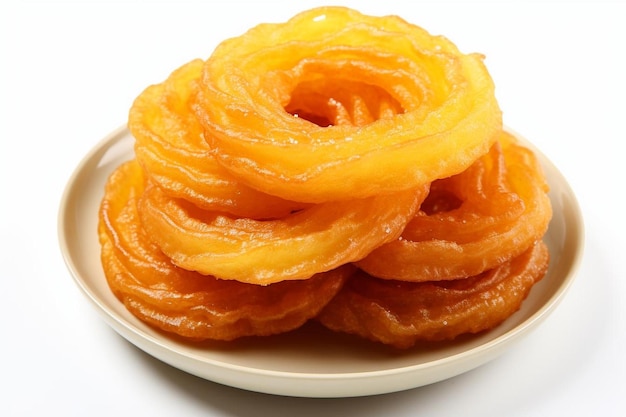 Foto autêntico jalebi rajasthani em fundo branco imagem de jalebi doce tradicional indiano