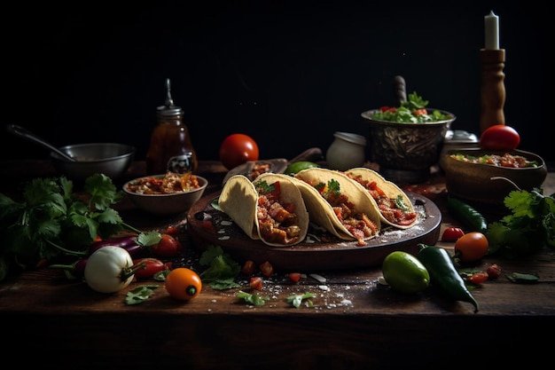 Autênticos tacos mexicanos de Suadero com salsa