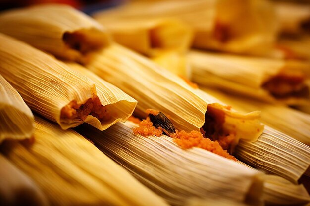 Authentische mexikanische Tamales in Nahaufnahme