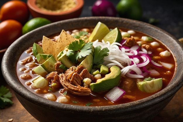 Authentische Pozole-Schüssel mit reichem Flav