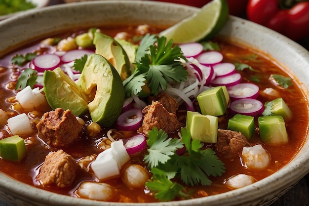 Authentische Pozole-Schüssel mit reichem Flav