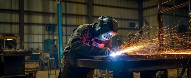 Authentische Schweißwunder fangen die Funken ein, während Meisterschweißer das Skelett einer neuen Struktur formen