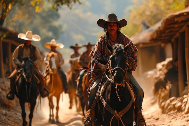Authentisches Charro-Reiten bei einem mexikanischen Rodeo