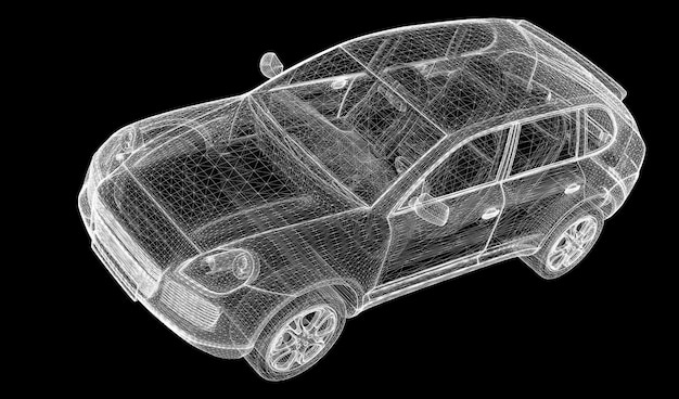 Auto 3D-Modell Karosseriestruktur, Drahtmodell