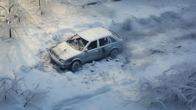 Auto auf einer Winterstraße