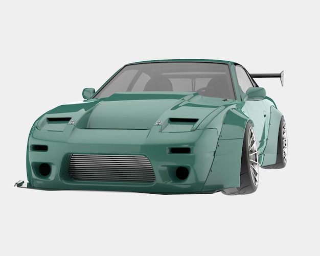 Auto de carreras aislado en el fondo Ilustración de renderización 3D