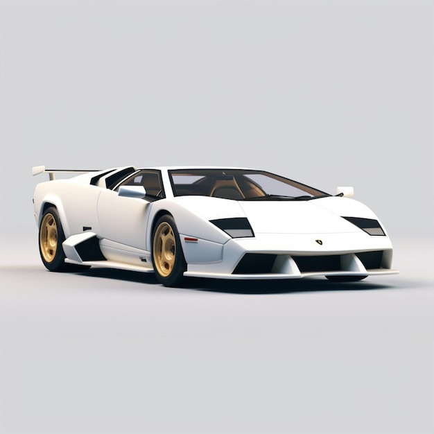 Foto auto deportivo render 3d estilo lamborghini ferrari coupe blanco