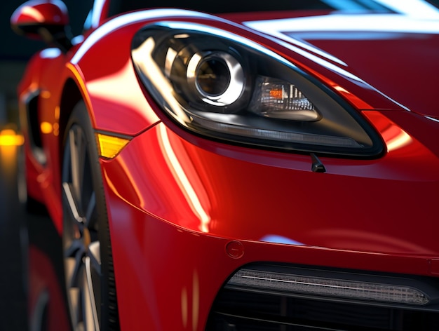 Un auto deportivo rojo con la palabra porsche en el frente.