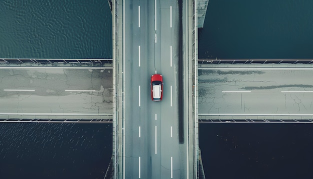 Foto auto fährt auf einer brücke