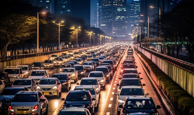 Auto im Verkehrsstau in der Nacht