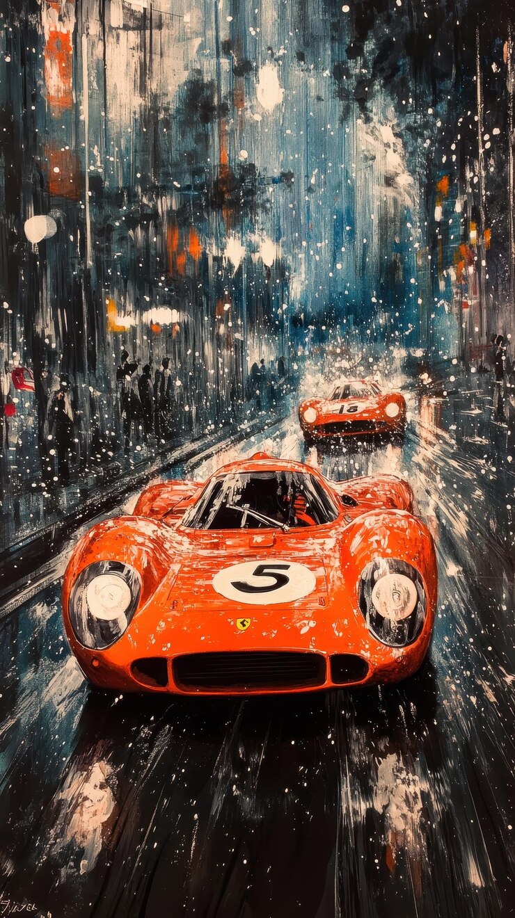 el auto bajo la lluvia