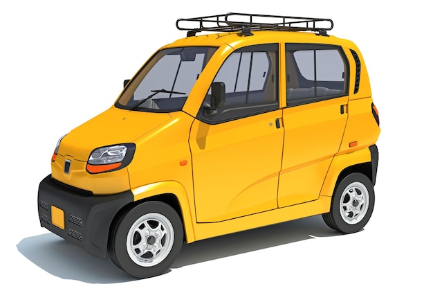 Foto auto mini taxi d renderizado en fondo blanco