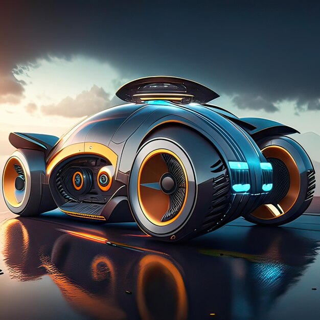 Foto auto mit super futuristischem designkonzept generative ki