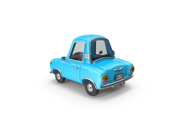 Un auto naranja con un auto pequeño sobre un fondo blanco.