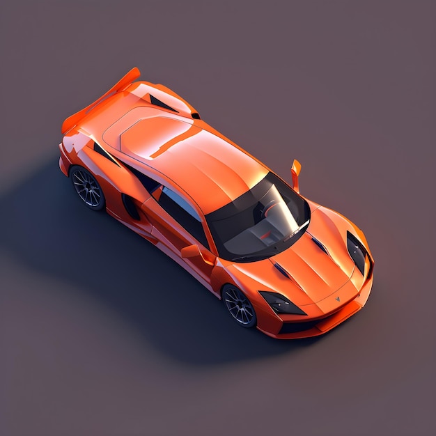 Un auto naranja con estilo low poly.