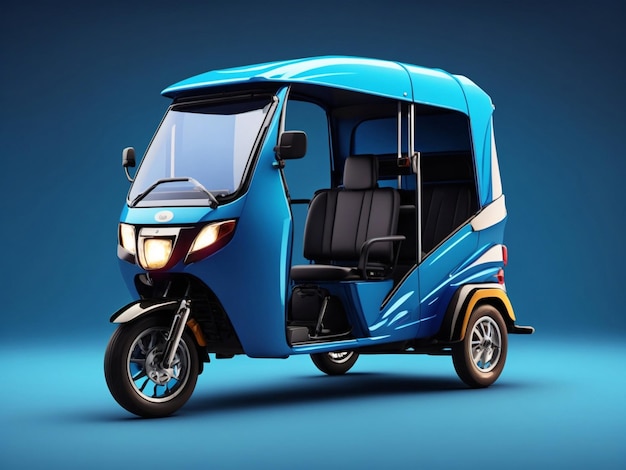 Auto Rickshaw Bajaj TukTuk 3D-Rendering auf farbenfrohem Gradient-Hintergrund