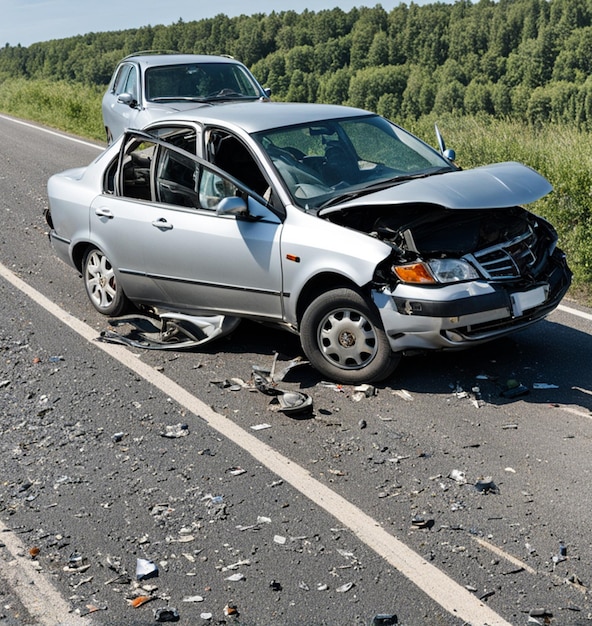 Auto roto en el costado de la carretera Imagen conceptual