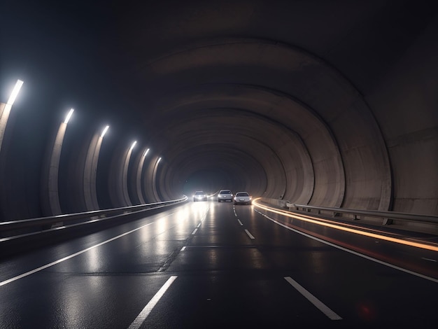 Autobahntunnel mit Autolicht