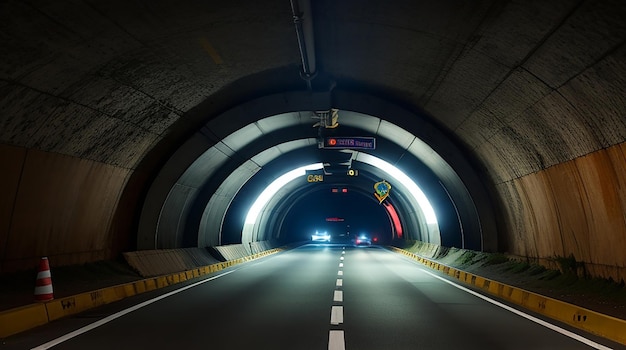 Autobahntunnel mit Autolicht