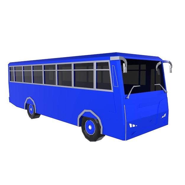 Autobús azul aislado sobre fondo blanco
