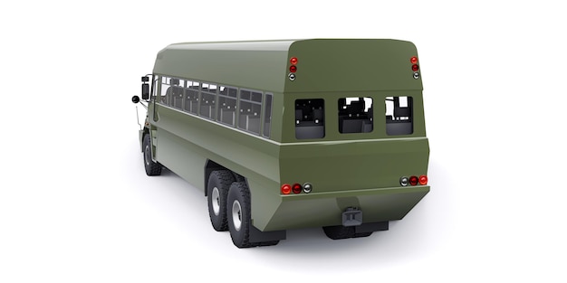 Autobús del ejército militar para transportar ilustración 3D de infantería