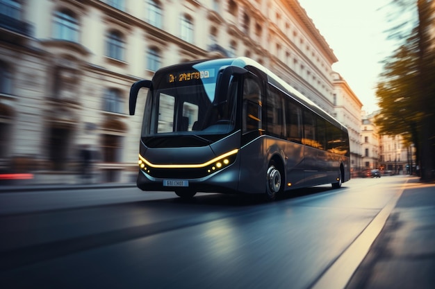 Autobús eléctrico en las calles de la ciudad Transporte público ecológico