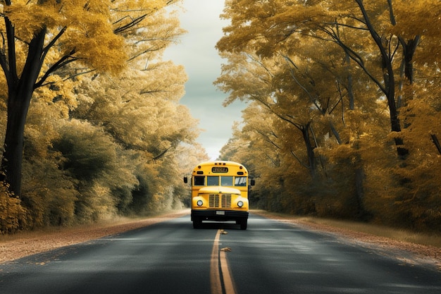 un autobús escolar amarillo en una carretera