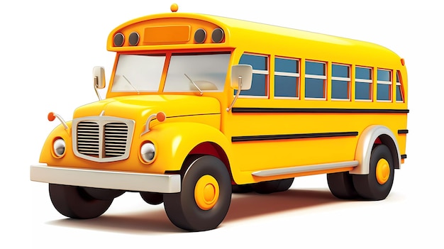 Autobús escolar amarillo estilo dibujos animados