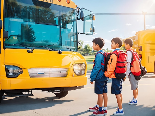 Un autobús escolar está estacionado generado por IA
