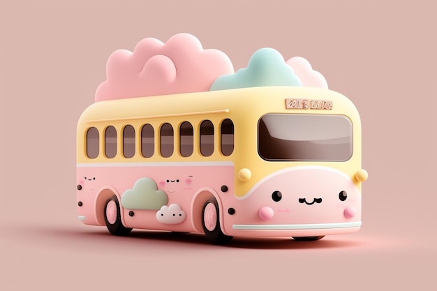 Un autobús con una nube en el frente.