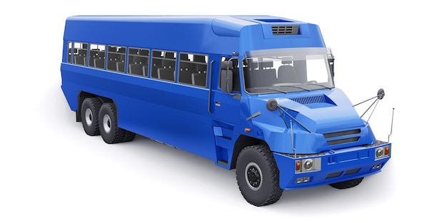 Autobús para transportar trabajadores a zonas de difícil acceso Ilustración 3D
