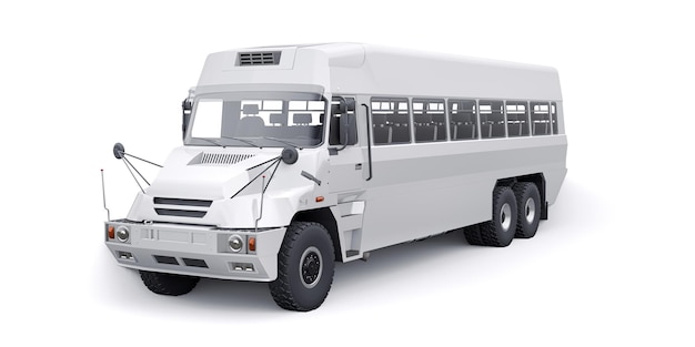 Autobús para transportar trabajadores a zonas de difícil acceso Ilustración 3D