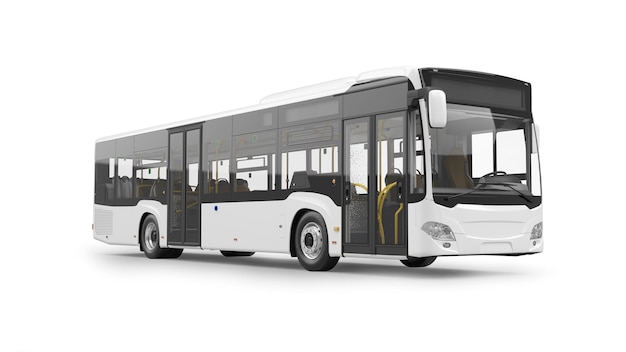 Foto autobús urbano 3d rendering aislado sobre fondo blanco.