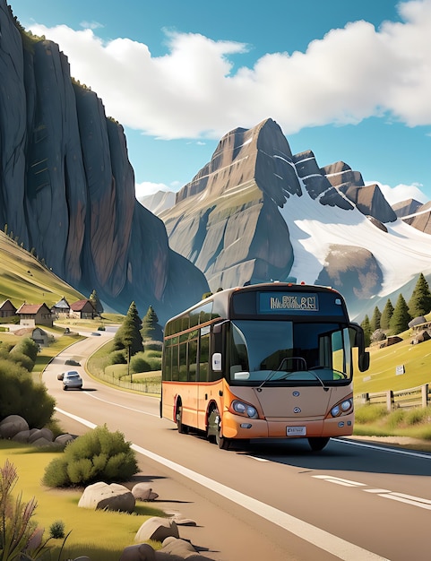 Autobuses y turistas en el punto de vista con el monte Denali en el fondo