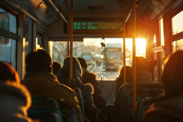 Foto autobusos públicos movimentados para o trabalho