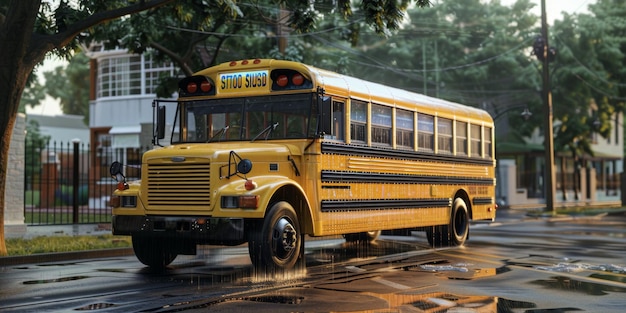 autocarro escolar amarelo IA generativa