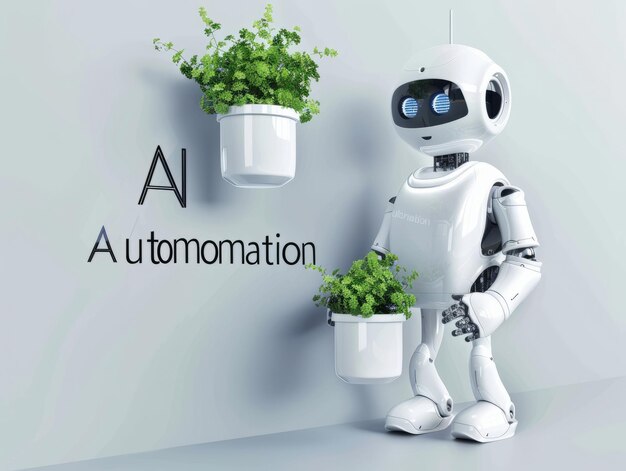 Automação de robôs de IA em garderning