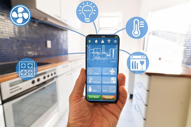 Foto automação doméstica de cozinha inteligente