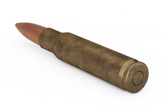 Automatikgewehre 7,62 mm Kaliber Metal Bullet auf weißem Hintergrund. 3D-Rendering