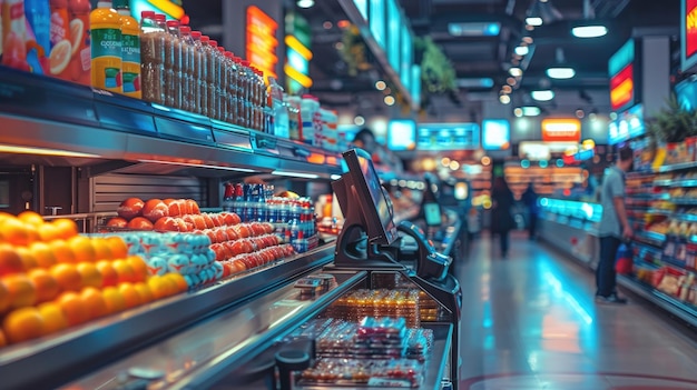 Automatisches Kasse-System in einem Supermarkt, bei dem Kunden Produkte selbst scannen