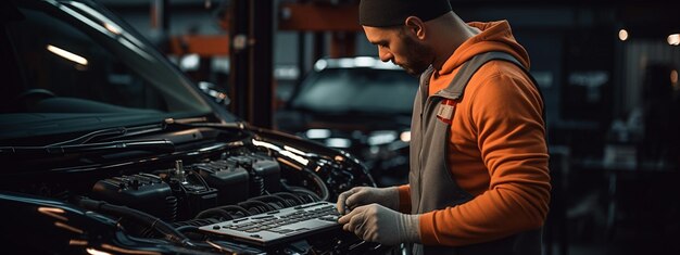 Automechaniker arbeitet in einer Garage