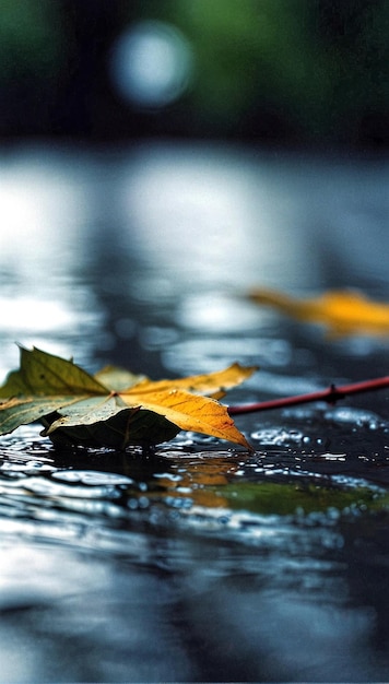 Autommn4k fallende Blätter im Regen-Hintergrund