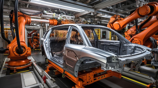 Automobilproduktionslinie Moderne Automobilfabrik Automobilindustrie Industrieller Hintergrund