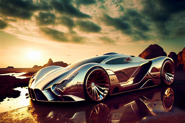 Foto automóvil deportivo futurista de alta tecnología automóvil moderno del futuro concepto futurista ia generativa