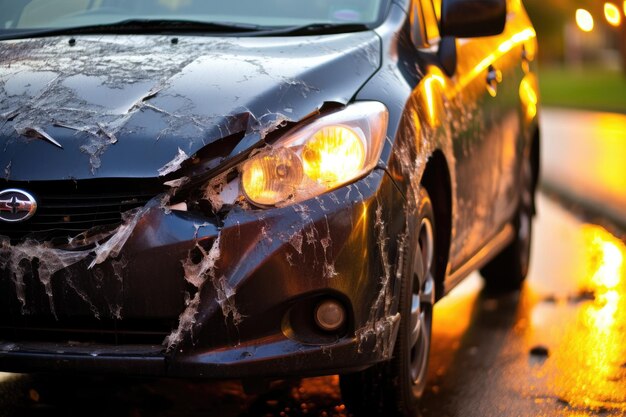 El automóvil está parado al costado de la carretera en un accidente IA generativa