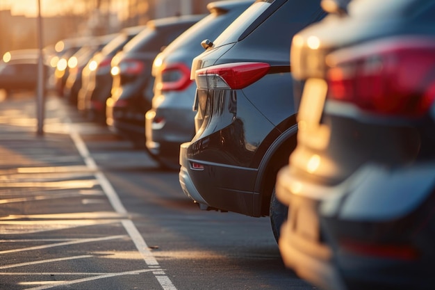 Foto automóvil para venta y alquiler de automóviles estacionados en un estacionamiento al aire libre