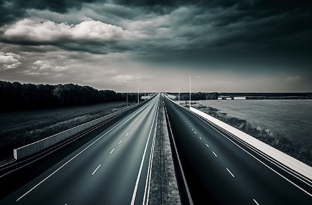 Los automóviles circulan por la carretera en la autopista Autobahn AI generativa